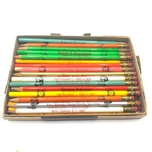 Vintage Lot Of 27 Presidents Pencils 1960s United States Pencils With Box
